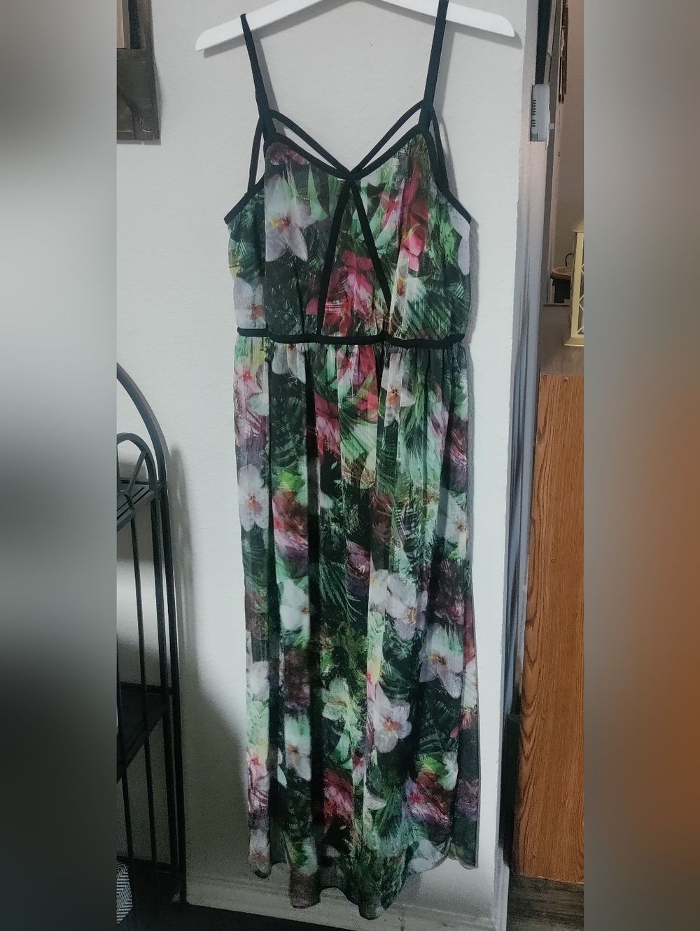 Lane Bryant Black-Trim Tropical Floral Maxi Dress